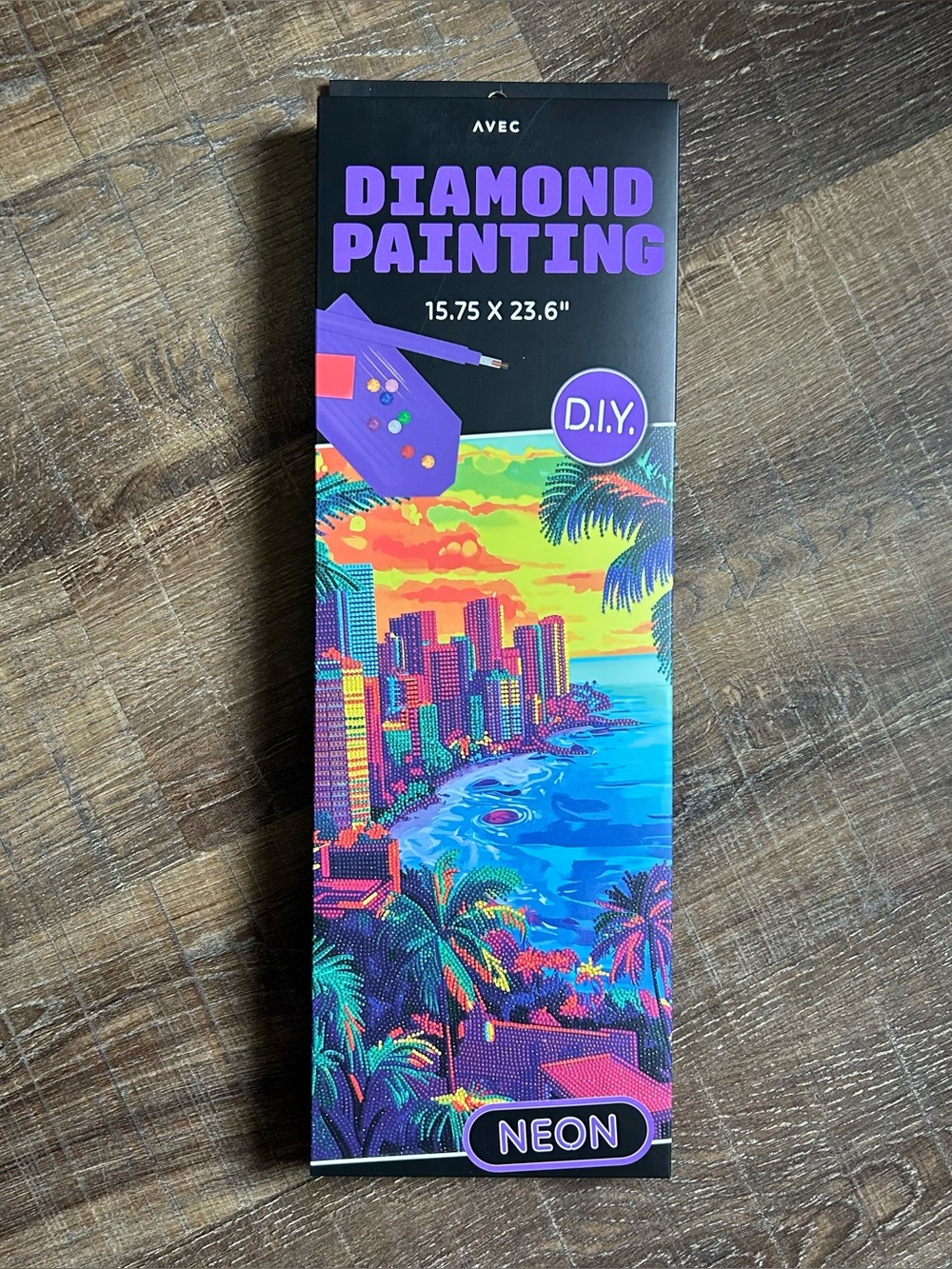 AVEC Neon Diamond Painting Kit City Skyline Coast Beach Craft DIY 5D